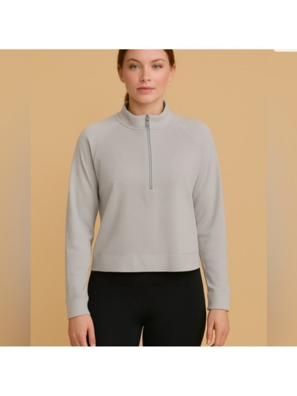 lululemon Light Gray Half-Zip Long Sleeve Top